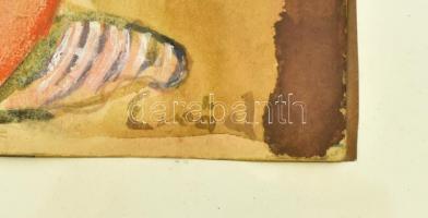 Emőd Aurél (1897-1958): Hölgy portréja. Akvarell, papír, jelzett. Üvegezett keretben, 23,5×31,5 cm /...