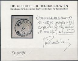 1kr MP Ib golden yellow, on cutting "PESTH" Signed and Certificate: Ferchenbauer 1kr MP Ib...