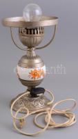 Lüszter lámpa- Fém, porcelán betéttel. Bura nélkül. m: 34 cm (égővel), d: 17 cm