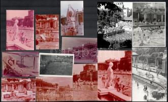 cca 1960 Budapesti fürdőélet, vitéz Szabó Gyula detektív hagyatékából 13 db vintage fotó, 6x9 cm és 9x14 cm között