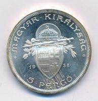 1938. 5P Ag "Szent István" T:1- Adamo P8.1