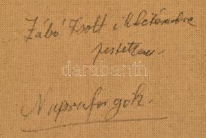 Schéner Mihály (1923-2009): Napraforgók. Olaj, farost, jelzett. Hátoldalán hosszabb autográf felirat...