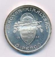 1938. 5P Ag "Szent István" T:1,1- kis patina Adamo P8.1
