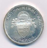 1938. 5P Ag "Szent István" T:1,1- kis patina Adamo P8.1