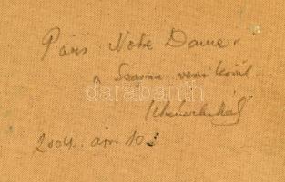 Schéner Mihály (1923-2009): Párizs, Notre Dame. Olaj, farost, jelzett. Hátoldalán autográf feliratta...