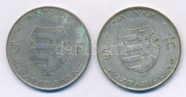 1947. 5Ft Ag "Kossuth" (2x) T:2-,3 patina Adamo F8.1