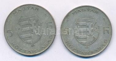 1947. 5Ft Ag "Kossuth" (2x) T:2-,3 patina Adamo F8.1