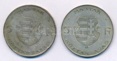 1947. 5Ft Ag "Kossuth" (2x) T:2-,3 patina Adamo F8.1