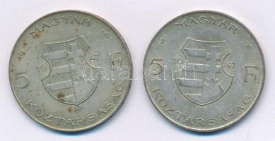 1947. 5Ft Ag "Kossuth" (2x) T:2 patina Adamo F8.1