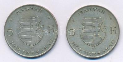 1947. 5Ft Ag "Kossuth" (2x) T:2,2- patina Adamo F8.1