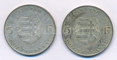 1947. 5Ft Ag "Kossuth" (2x) T:2,2- patina Adamo F8.1