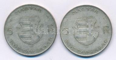 1947. 5Ft Ag "Kossuth" (2x) T:2,2- patina Adamo F8.1