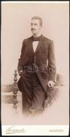cca 1897 Budapest, Kozmata Ferencz (?-?) császári és királyi udvari fényképész műtermében készült, keményhátú vintage fotó, 20,6x10,8 cm