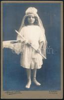 cca 1910 Kispest, Hauser Béla fényképész műtermében készült, keményhátú vintage fotó, 16,3x10,5 cm