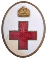 ~1910. Koronás Vöröskereszt zománcozott jelvény, hátlapon ERDÉLY ÉS SZABO MŰSZERGYÁRA BUDAPEST gyártói jelzéssel (48x38mm) T:2,2- javított zománc