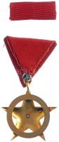 1980. "Vörös Csillag Érdemrend" aranyozott peremű zománcozott bronz kitüntetés mellszalago...