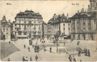 1914 Wien, Vienna, Bécs; Am Hof / square, shops, automobile. B.K.W.II. 1000. (EK)