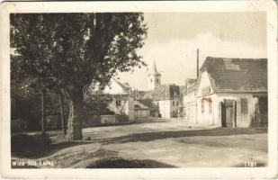 1933 Wien, Vienna, Bécs; Lainz / street view, church, shops (fl)