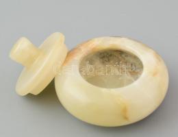 Alabástrom ékszeres dobozka, jó állapotban, m: 6,5 cm