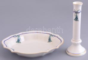 Villeroy & Boch porcelán gyertyatartó és tál szett. m:17 cm, tál: 17,5x21 cm