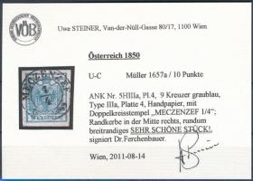 9kr HP IIIa greyish blue, with margins "MECZENZEF" Signed: Ferchenbauer. Certificate: Stei...