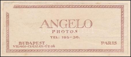 cca 1930 Angelo (1894-1974) budapesti fényképész és fotóművész műtermében készült, aláírással és hát...