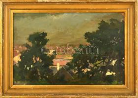 Várdeák Ferenc (1897-1971): Óbuda látképe. Olaj, karton. Jelzés nélkül. Kiállítva: Várdeák Ferenc (1...