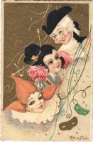 1934 Masquerade, clown. Italian art postcard. Ballerini & Fratini 365. s: Chiostri (EK)