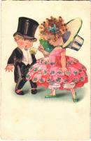 1934 Cellaro Dolly-Serie Children art postcard, romantic couple (EK)
