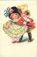 1934 Cellaro Dolly-Serie Children art postcard, romantic couple