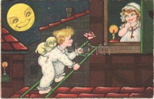1939 Children art postcard, romantic couple. Rokat 142. (EK)