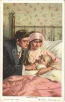 Love is Life Romantic couple with baby. Reinthal & Newman No. 434. s: Alonzo Kimball + Magyar Köztársaság 1918. november 16. Budapest So. Stpl. (EK)