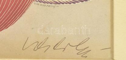 Vasarely Victor (1908-1997): Kocka-alma. Ofszet, papír, jelzett a nyomaton, üvegezett fa keretben, 1...