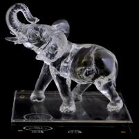 Ajka kristály elefánt szobor. Jelzett, hibátlan. 23x21 cm