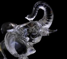 Ajka kristály elefánt szobor. Jelzett, hibátlan. 23x21 cm