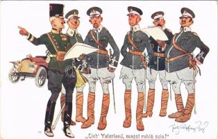 Lieb Vaterland, magst ruhig sein!. K.u.K. Militärhumor / Osztrák-magyar katonai humor / Austro-Hungarian military humour. B.K.W.I. 441-4. s: Fritz Schönpflug