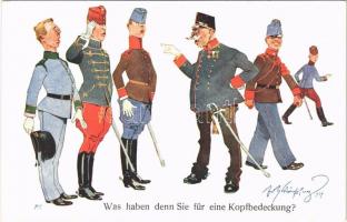 Was haben denn Sie für eine Kopfbedeckung? K.u.K. Militärhumor / Osztrák-magyar katonai humor / Austro-Hungarian military humour. B.K.W.I. 336-1. s: Fritz Schönpflug