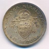 1938. 5P Ag "Szent István" T:1- patina Adamo P8.1