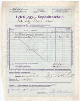 Budapest 1918-1926. Osztrák-magyar bank kitöltött letéti jegye T:III szakadások
