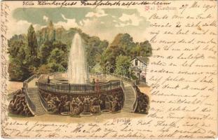 1901 Bad Nauheim, Sprudel / fountain. Kunstverlag Garde & Loeb. Art Nouveau, litho (EK)
