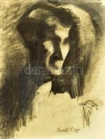 Járitz Józsa (1893-1986): Női portré tanulmány, 1915. Szén, , papír. Jelzett. Üvegezett fa keretben. 61x45,5 cm