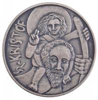 ~2000. Szent Kristóf / Társadalombiztosításért ezüstpatinázott fém emlékérem tokban (42mm) T:1