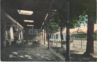 1914 Frydlant, Friedland i. B.; Bahnhofsperron / railway station with restaurants terrace