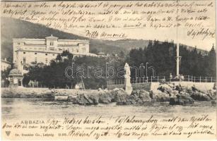1903 Abbazia, Opatija; Die Madonna / Hotel Stephanie, statue, seashore. Dr. Trenkler Co. (EK)