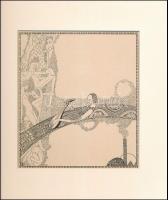 Kozma Lajos (1884-1948): Lant. Cinkográfia, papír, jelzett a cinkográfián, paszpartuban, 19,5×16,5 cm