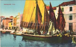1927 Veli Losinj, Lussingrande; Porto / port, fishing boats
