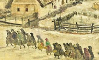 Pólya Tibor jelzéssel: Téli jelenet. Olaj, vászon. 70×90,5 cm