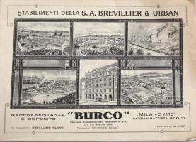 1926 Burco olasz rézárú gyár képes termékkatalógus cca 60p. + réz termék minták táblán. 24x17 cm / B...
