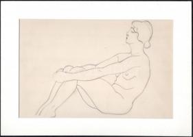Kézdi-Kovács Elemér (1898-1976): Női ülő akt. Ceruza, papír. jelzés nélkül. Proveniencia: a művész hagyatéka. Paszpartuban, 24,5×16 cm