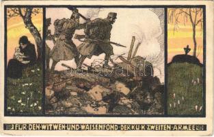 1917 Für den Witwen und Waisenfond der K.u.K. Zweiten Armee / WWI Austro-Hungarian K.u.K. military art postcard, charity fund s: E. Kutzer + K.u.K. Infanterieregiment No. 67. (EK)